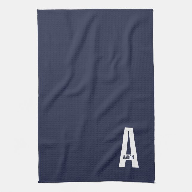 Moderne personalisierte fette Monogramm und Name Geschirrtuch (Vertikal)