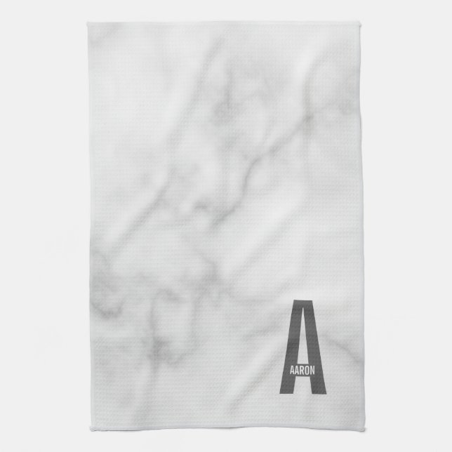 Moderne personalisierte fette Monogramm und Name Geschirrtuch (Vertikal)