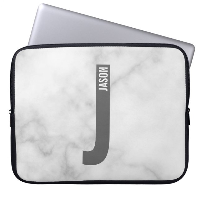 Moderne personalisierte fette Monogramm und Name Laptopschutzhülle (Vorderseite)