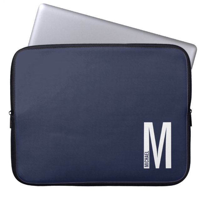 Moderne personalisierte fette Monogramm und Name Laptopschutzhülle (Vorderseite)