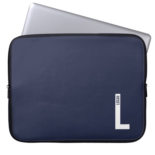 Moderne personalisierte fette Monogramm und Name Laptopschutzhülle (Vorderseite)