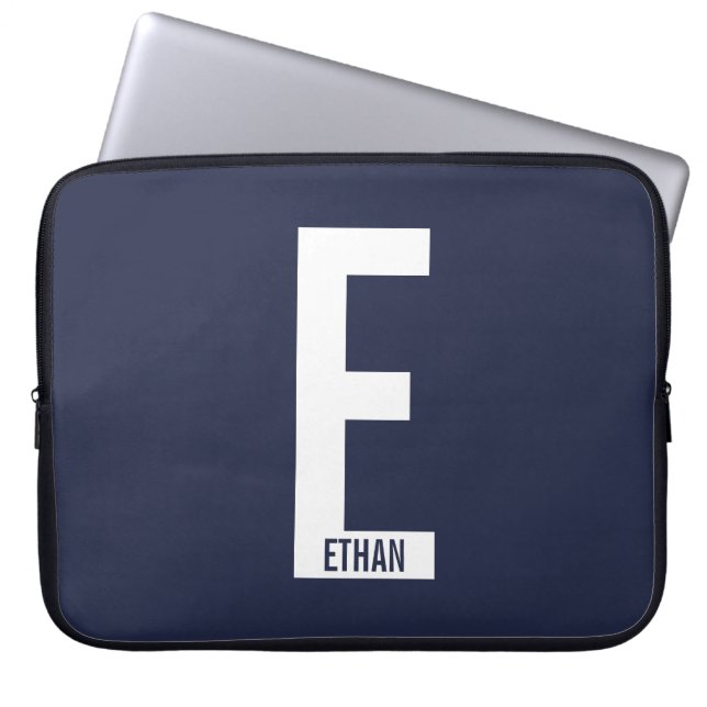 Moderne personalisierte fette Monogramm und Name Laptopschutzhülle (Vorderseite)