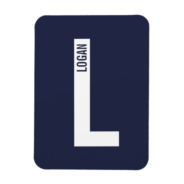 Moderne personalisierte fette Monogramm- und Namen Magnet (Vertikal)