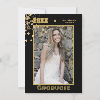 Moderne Personalisierte Foto Black Gold Glitzern Einladung