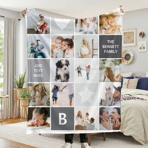 Moderne personalisierte Fotocollage als Erinnerung Fleecedecke