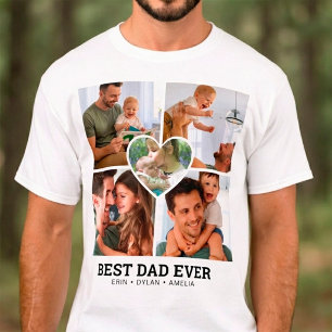 Moderne personalisierte Fotocollage 'Bester Vater  T-Shirt