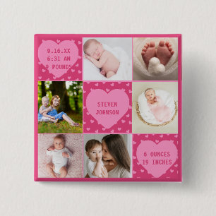 Moderne personalisierte Fotocollage mit 6 Bildern  Button