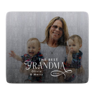 Moderne personalisierte Fotodecke - Beste Oma Ever Schneidebrett