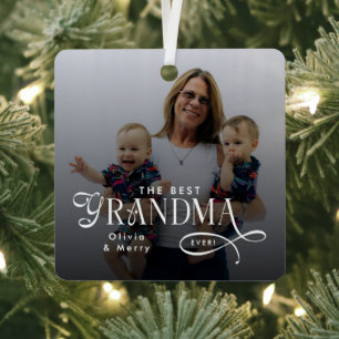 Moderne personalisierte Fotografie: Beste Oma über Ornament Aus Metall