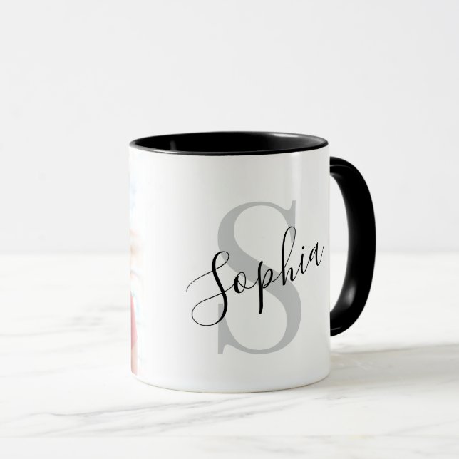 Moderne personalisierte Fotomonogramm  Tasse (VorderseiteRechts)