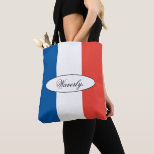 Moderne personalisierte französische Flagge Name S Tasche
