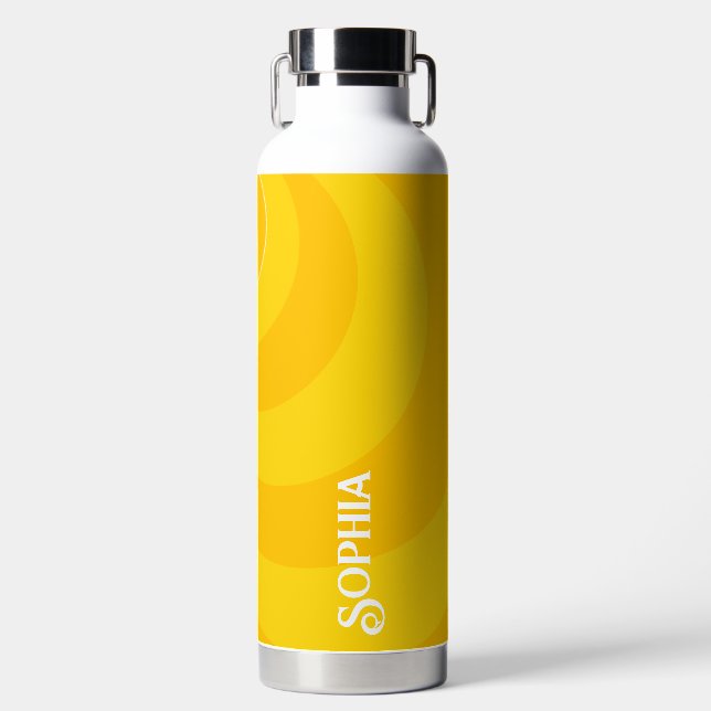 Moderne Personalisierte Gelb- und Orangenfarbe Trinkflasche (Vorderseite)