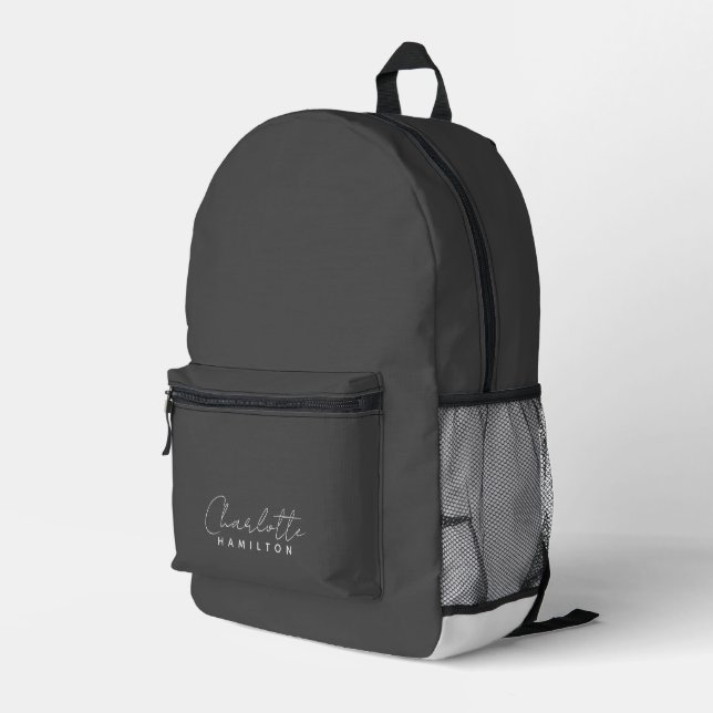 Moderne Personalisierte Grautöne Bedruckter Rucksack (Rückseitige Ecke Rechts)
