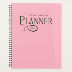 Moderne Personalisierte Grün und Rosa Planer