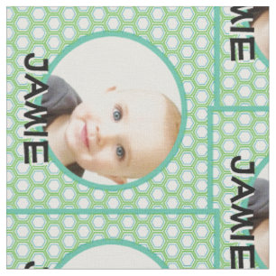 Moderne Personalisierte grüne Geometrie - Ihr Foto Stoff