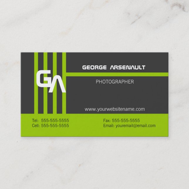Moderne personalisierte grüne Geschäfts-Karten Visitenkarte (Vorderseite)