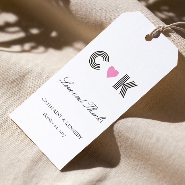 Moderne Personalisierte Hochzeit "Liebe und Dank" Geschenkanhänger (Modern 'Love and Thanks' Personalized Wedding  Gift Tags )