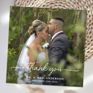 Moderne Personalisierte Hochzeit mit schlichtem Fo Dankeskarte