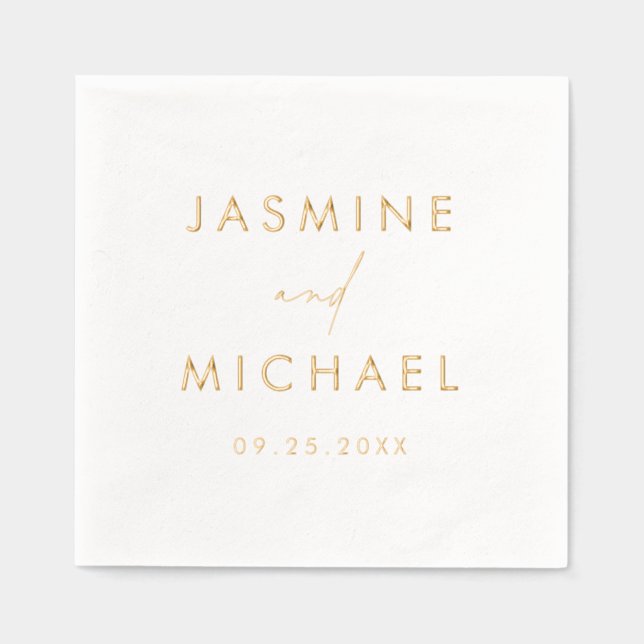 Moderne Personalisierte Hochzeit Servietten Mit Folie (Vorderseite)