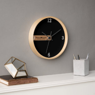 Moderne Personalisierte Hochzeitspaar Name Schwarz Uhr