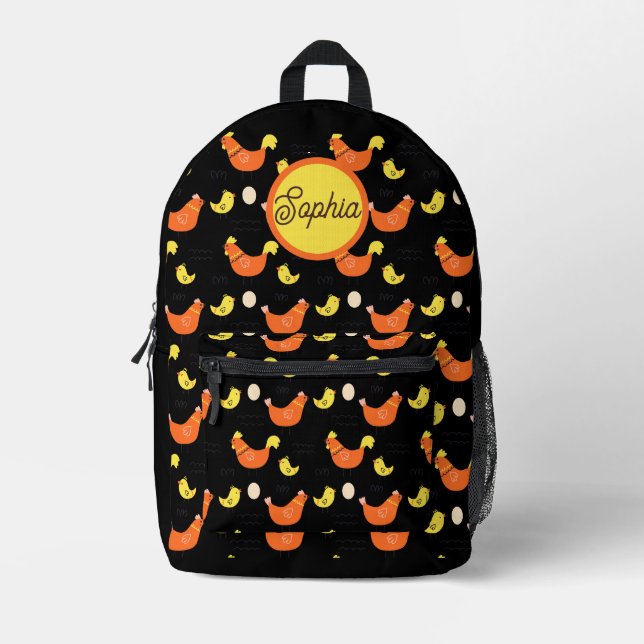 Moderne Personalisierte Hühnerfarm Bedruckter Rucksack (Vorderseite)