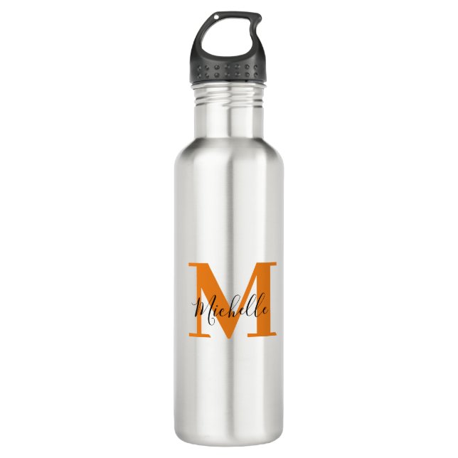 Moderne Personalisierte Initialen und Name Monogra Edelstahlflasche (Vorderseite)