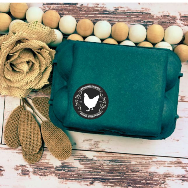 Moderne Personalisierte Landwirtschaft Frischeier  Runder Aufkleber (modern personalized farm owner name egg round sticker)