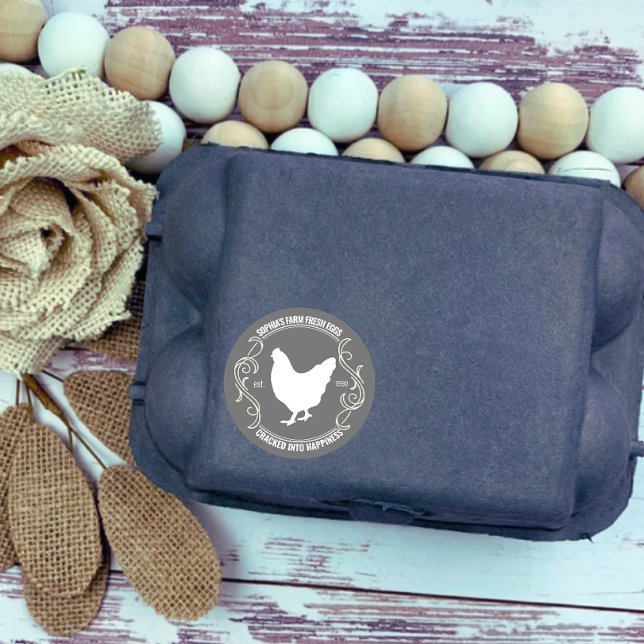 Moderne Personalisierte Landwirtschaft Frischeier  Runder Aufkleber (Modern personalized egg dealer name egg stamp)