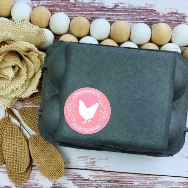 Moderne Personalisierte Landwirtschaft Frischeier  Runder Aufkleber (Modern personalized egg dealer name egg sticker)