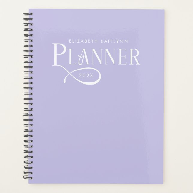 Moderne Personalisierte Lavendel-Lila Planer (Vorderseite)