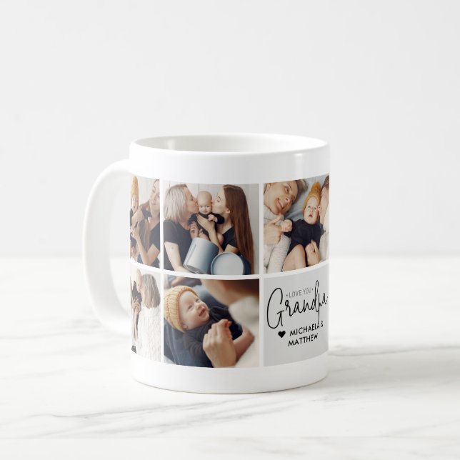 Moderne Personalisierte Liebe Ihr Opa 9-Foto Kaffeetasse (Vorderseite Links)