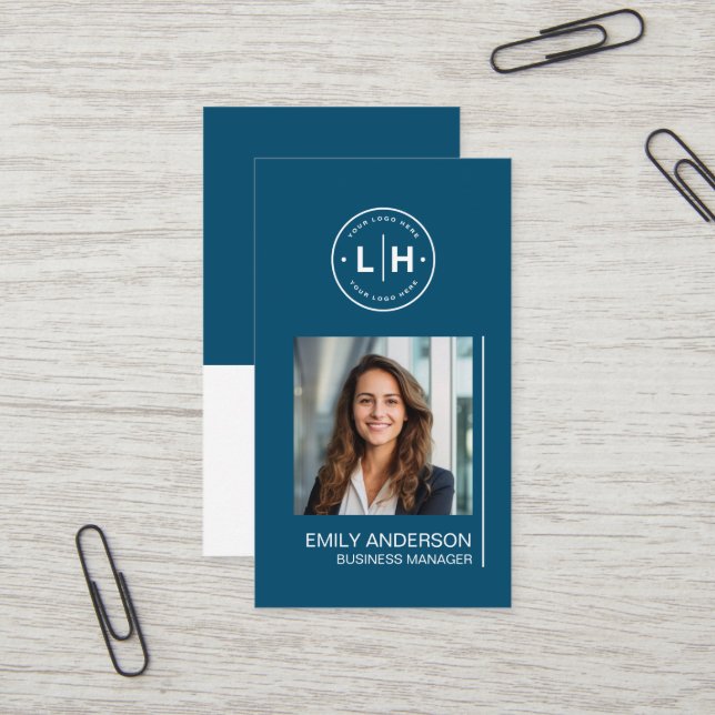 Moderne Personalisierte Logo-Foto-Visitenkarte Visitenkarte (Vorderseite/Rückseite Beispiel)