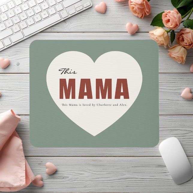 Moderne Personalisierte Mama Herz-Mauspad Mousepad (Von Creator hochgeladen)