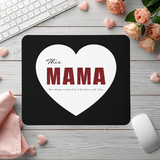 Moderne Personalisierte Mama Herz-Mauspad Mousepad (Von Creator hochgeladen)