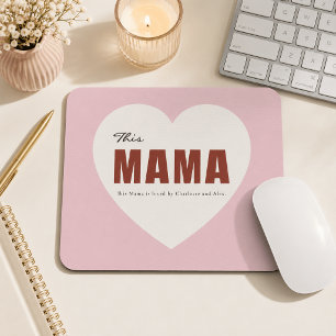 Moderne Personalisierte Mama Herz-Mauspad Mousepad