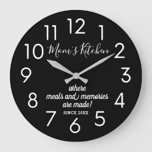 Moderne Personalisierte Mama Schwarz-Weiß Küche Große Wanduhr