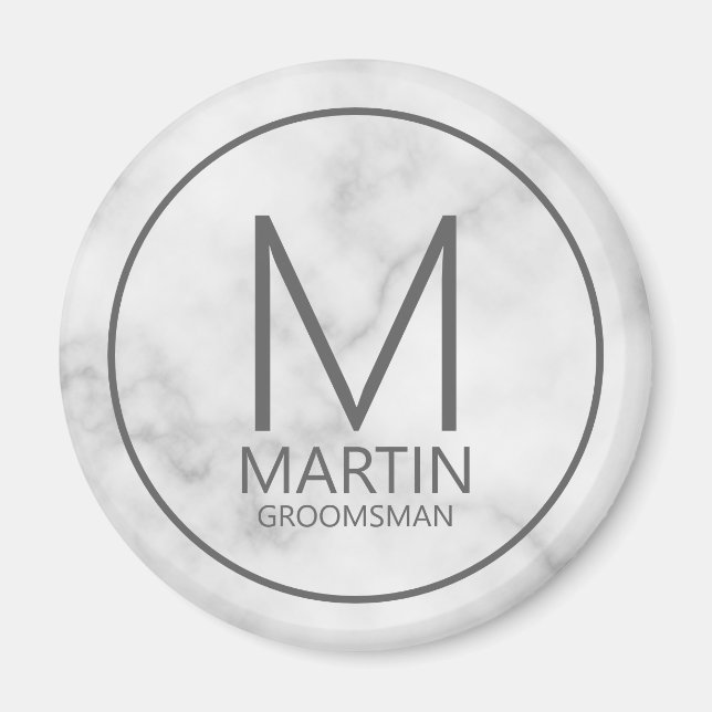 Moderne Personalisierte Monogram&Name-Trauzeugen m Magnet (Vorne)