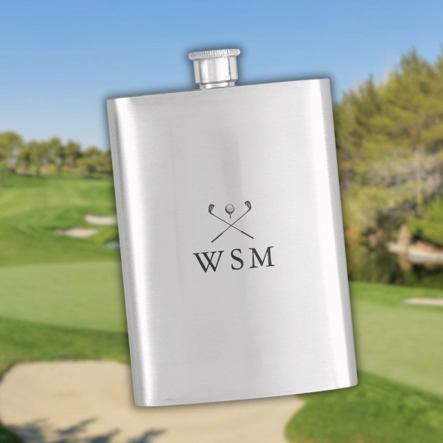 Moderne personalisierte Monogramm-Golfschläger-Fla Flachmann (Modern Personalized Monogram Golf Clubs Flask)