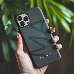 Moderne Personalisierte Monogramm Grau Case-Mate iPhone Hülle