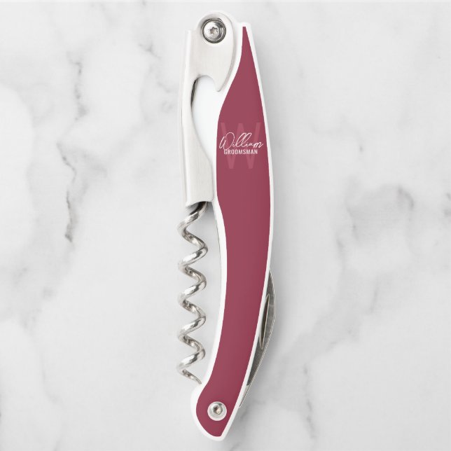 Moderne personalisierte Monogramm und Name des Tra Kellnermesser (Vorderseite)
