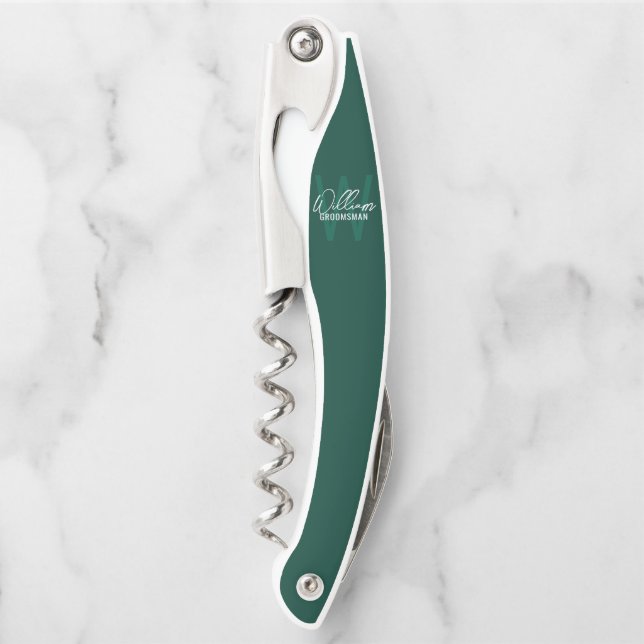 Moderne personalisierte Monogramm und Name des Tra Kellnermesser (Vorderseite)