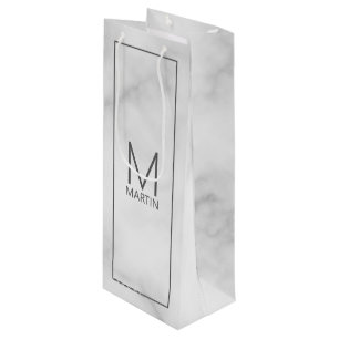 Moderne personalisierte Monogramm und Name Geschenktüte Für Weinflaschen