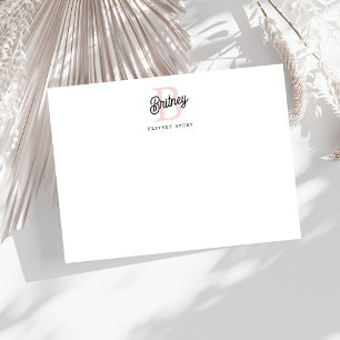 Moderne personalisierte Monogramm und Name Pastell Mitteilungskarte