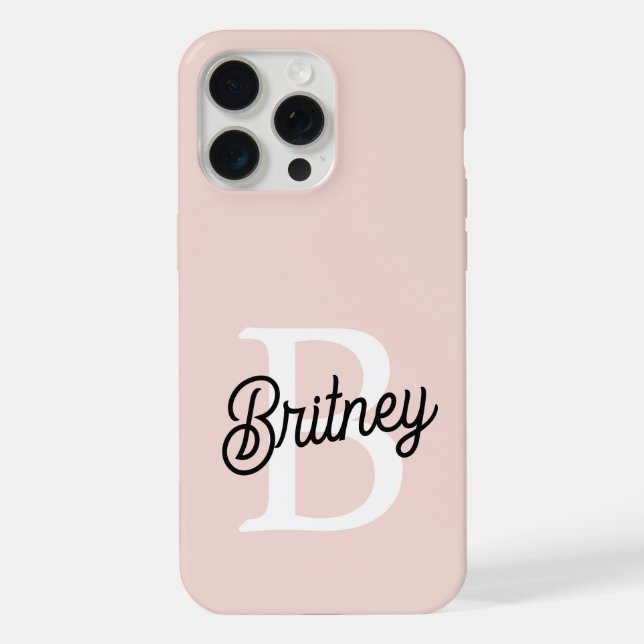 Moderne personalisierte Monogramm- und Namens-Past iPhone 15 Pro Max Hülle (Rückseite)