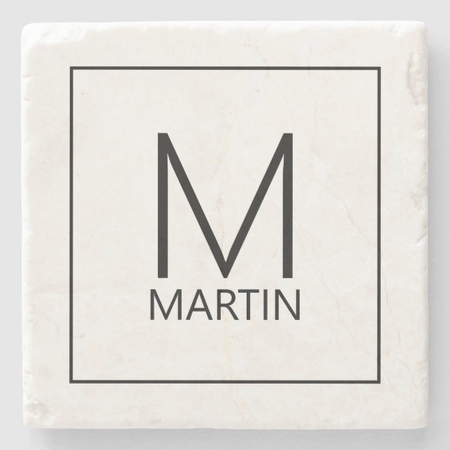 Moderne Personalisierte Monogramm- und Namensteine Steinuntersetzer (Vorderseite)