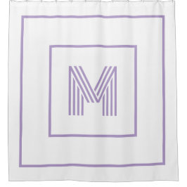 Moderne personalisierte Monogramm weiß lila Duschvorhang