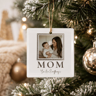 Moderne personalisierte Mutter-Foto-Glas-Weihnacht Ornament Aus Glas