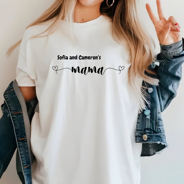 Moderne Personalisierte Namen von Kindern Niedlich T-Shirt (Personalized Mama Shirt)