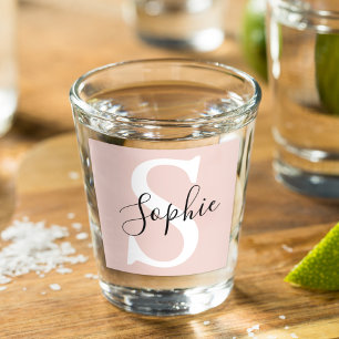 Moderne personalisierte Namensmonogramm Pastellros Schnapsglas