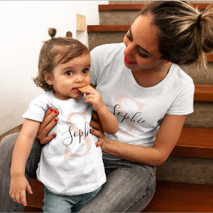 Moderne personalisierte Namensmonogramm Pastellros T-Shirt